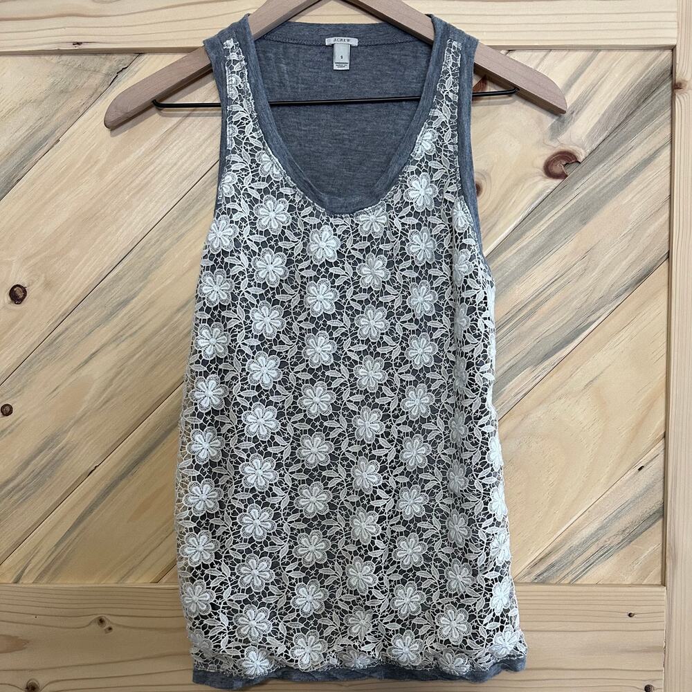 J.Crew Sleeveless Small top with floral lace overlay layer